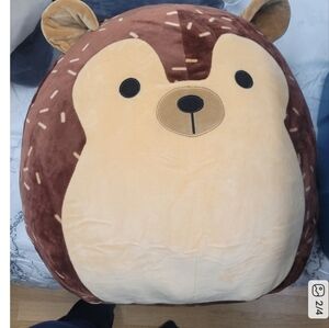 Squishmallows Hans the Hedgehog 16-inch brown plush toy.